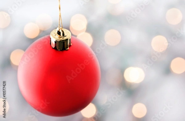 Obraz Red Christmas Ball Z Migoczącymi światłami