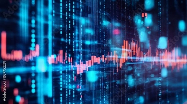 Obraz Digital Chart with Red and Blue Lines