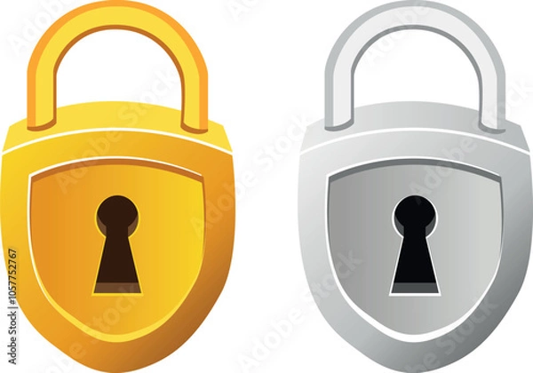 Obraz padlock gold and silver icon