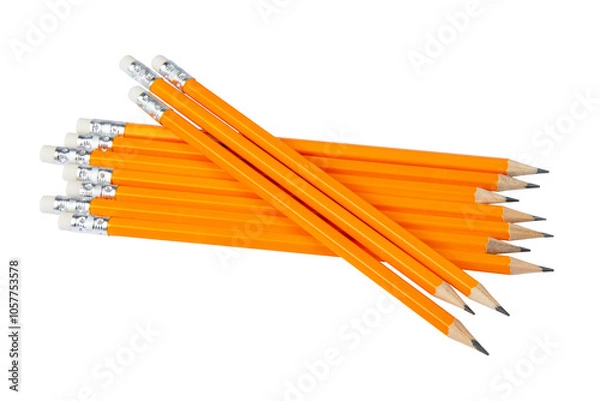 Obraz Yellow pencils on a white background