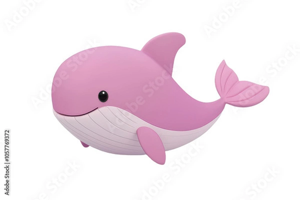 Obraz Cute Pink Whale Cartoon Character 3D Render