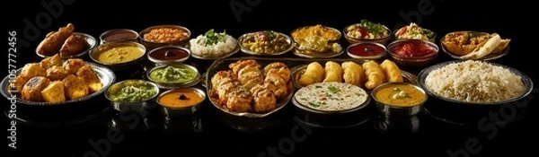 Obraz A table full of delicious Indian food, ready to be enjoyed.