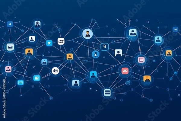 Fototapeta Abstract Network of Connected Users in Digital World