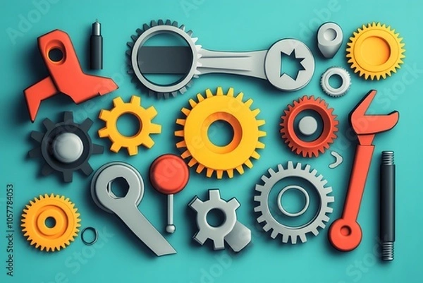 Fototapeta Illustration of tools and gears, symbolizing the contributions of workers and the significance of Labor Day