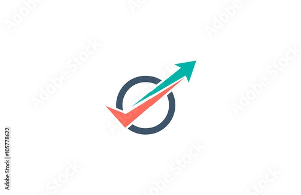 Fototapeta check and arrow up icon business logo
