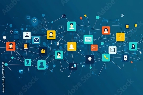 Obraz Interconnected People in a Global Social Network Web