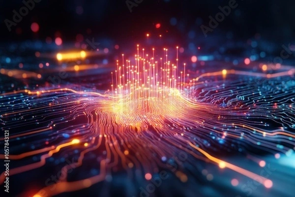 Fototapeta High Frequency Quantum Energy Emission in Computing