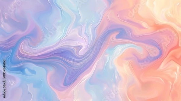 Fototapeta An abstract pastel background with swirls of baby blue, peach, and lavender