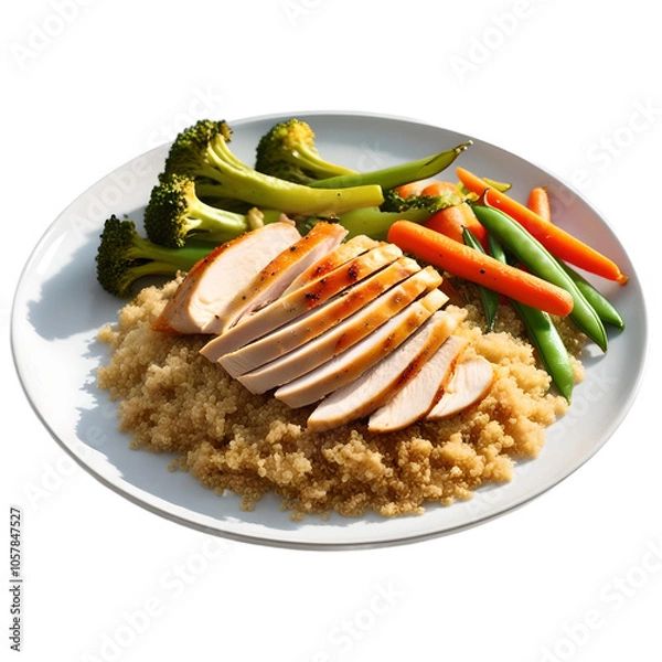 Fototapeta Fried meat, with rice & vegetables Png image