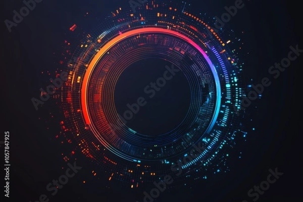 Fototapeta Circular infographic with colorful segments, futuristic and clean, data flow