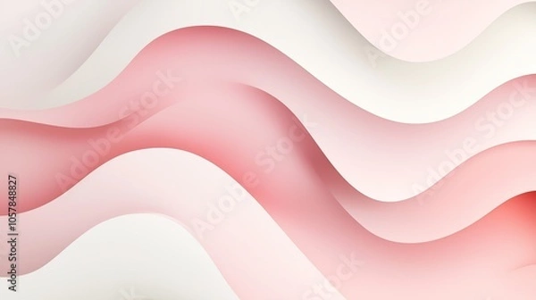 Fototapeta Abstract pink and white background with wavy lines.