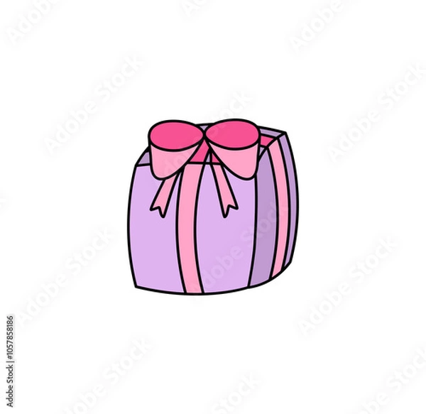 Obraz Illustrated pink and purple gift present with a bow
