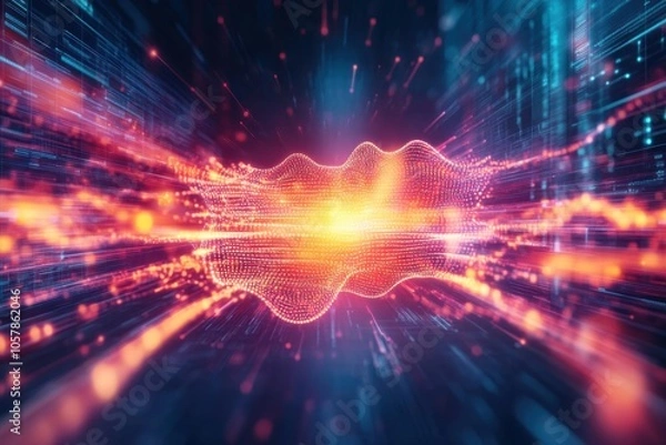 Obraz Vibrant Data Pulses in Quantum Computing Environment