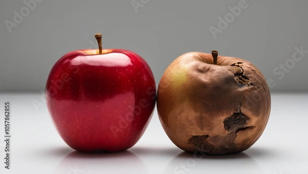 Obraz red apple and rotten
