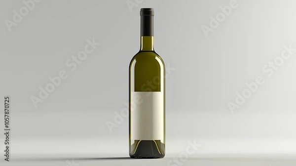 Fototapeta An open wine bottle isolated on a plain background.