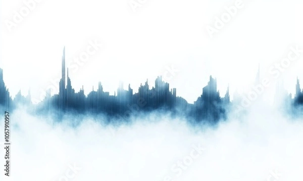 Fototapeta Simple blue and white graph of audio waveforms, visually representing the spectrum of music with sharp spikes reflecting analog tones.