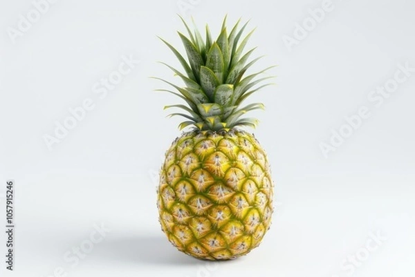 Obraz Single whole pineapple isolated on white background with clipping path.