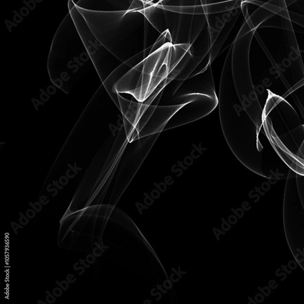 Fototapeta white color Smoke on isolated black background , isolated, transparent background. Set of realistic white smoke steam, waves from coffee, tea, cigarettes, hot food,... Fog and mist effect.	
