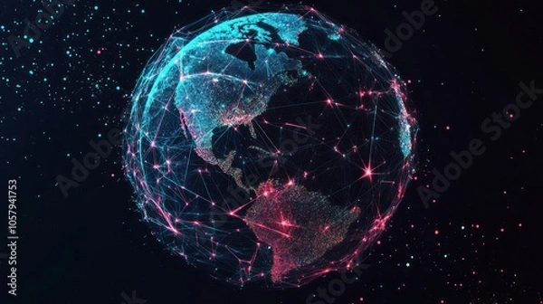 Fototapeta Digital Earth - Global Network