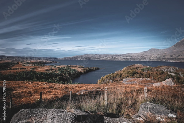 Fototapeta Schottland Highlands Herbst Meer Nordatlantik Himmel Panorama warm golden atmosphärisch