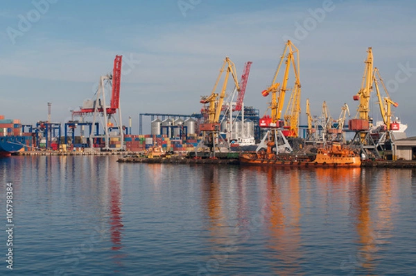 Fototapeta Evening in the cargo port.