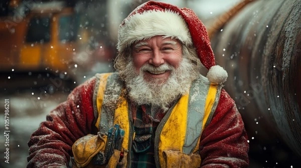 Obraz Santa smiling in construction gear.