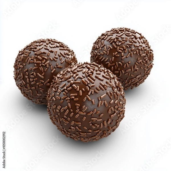 Obraz Three Chocolate Rum Balls with Sprinkles in Detail
