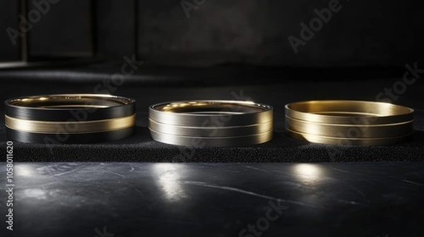 Obraz Elegant Ring Display with Distinctive Metallic Finishes