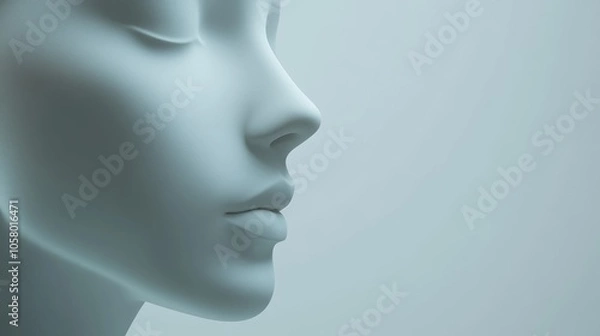 Fototapeta A serene and sculpted mannequin face in soft hues, emphasizing simplicity and artistic beauty, perfect for minimalistic design.