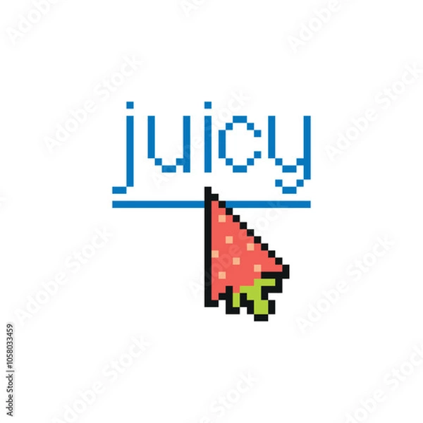 Fototapeta T-shirt design with pixelated strawberry pointer with hyperlink text juicy 