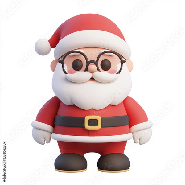 Fototapeta cartoon-style Santa Claus figure. a red suit, and a fluffy white beard, perfect for festive decorations or holiday themes. isolated on white background
