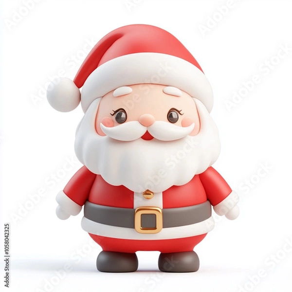 Fototapeta cartoon-style Santa Claus figure. a red suit, and a fluffy white beard, perfect for festive decorations or holiday themes. isolated on white background