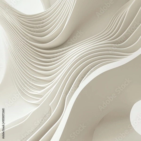 Fototapeta Futuristic abstract architecture with curved layers and minimalist design elements