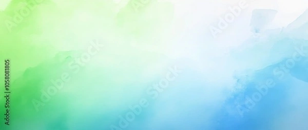 Fototapeta Soft blue and green watercolor gradient background with blurred texture and ample copy space for design elements