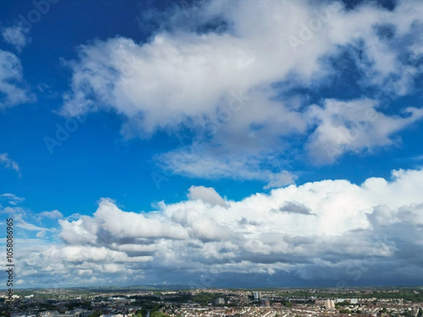 Fototapeta Aerial View of Buildings at Hotwells Central Bristol City of Southwest of England, Great Britain. High Angle Footage Was Captured with Drone's Camera from Medium High Altitude on May 27th, 2024.