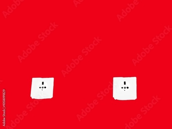Obraz A design of two white electrical wall sockets on a red wall