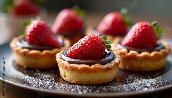 Obraz  Deliciously tempting strawberry tarts ready to be savored