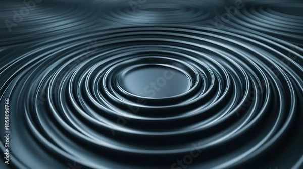 Fototapeta Abstract 3D Blue Circular Pattern -  Geometric Shapes, Swirling Lines, Modern Design, Blue Tones.