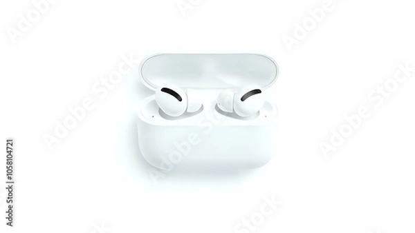 Obraz Wireless Earbuds on White Background