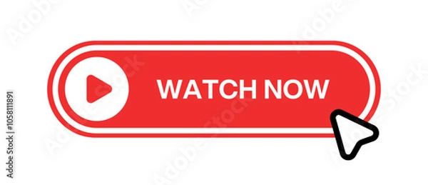 Fototapeta Watch Now buttons: a set of play video buttons designed for websites. UI elements that encourage video viewing. Vector illustration.