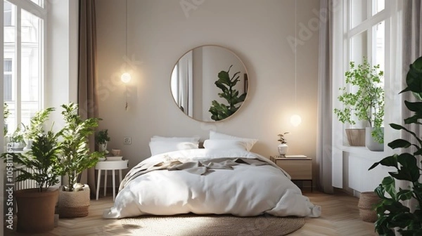 Fototapeta Modern Interior of Stylish Living Room ,Wall Mock Up, Frame , Poster with Beautiful Background, 3d render