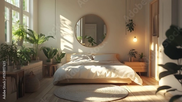 Fototapeta Modern Interior of Stylish Living Room ,Wall Mock Up, Frame , Poster with Beautiful Background, 3d render