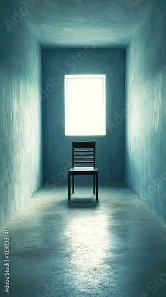 Fototapeta Tranquil Empty Room with a Single Chair