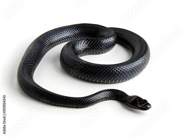 Fototapeta solid black snake extended on white background