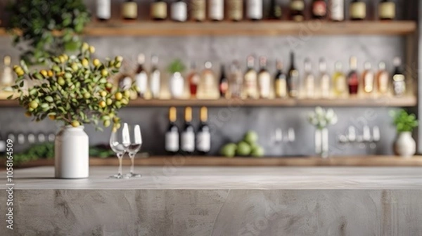 Fototapeta Product display space with kitchen background. Bar and lifestyle theme.