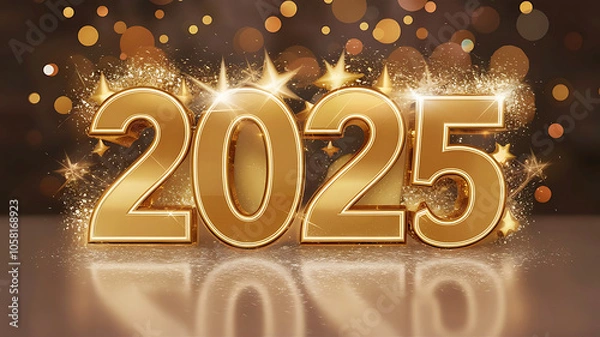 Obraz Happy New Year 2025 celebration by AI generative