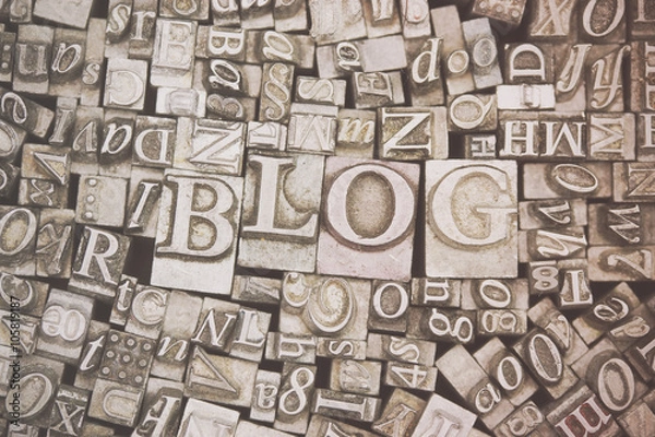 Fototapeta Close up of typeset letters with the word Blog