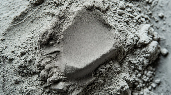 Fototapeta Closeup of grey powder with a smooth texture and an imprint.