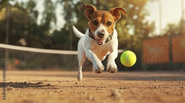 Obraz Vibrant Canine Adventures: A High-Definition Tennis Tale