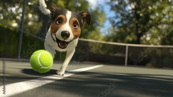 Obraz Vibrant Canine Adventures: A High-Definition Tennis Tale